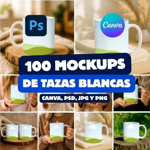 100 Mockups de Tazas Blanca