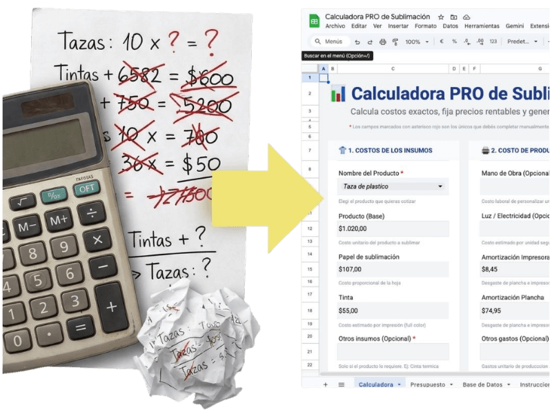 Captura de la planilla Calculadora PRO