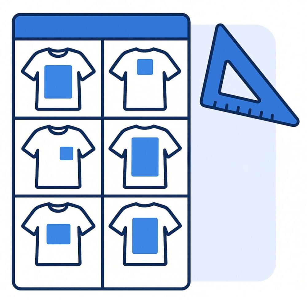 Guía de tamaños y posición de diseños en remeras