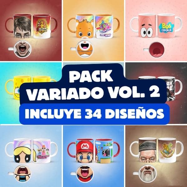 Diseños para tazas: Pack Variado Vol. 2